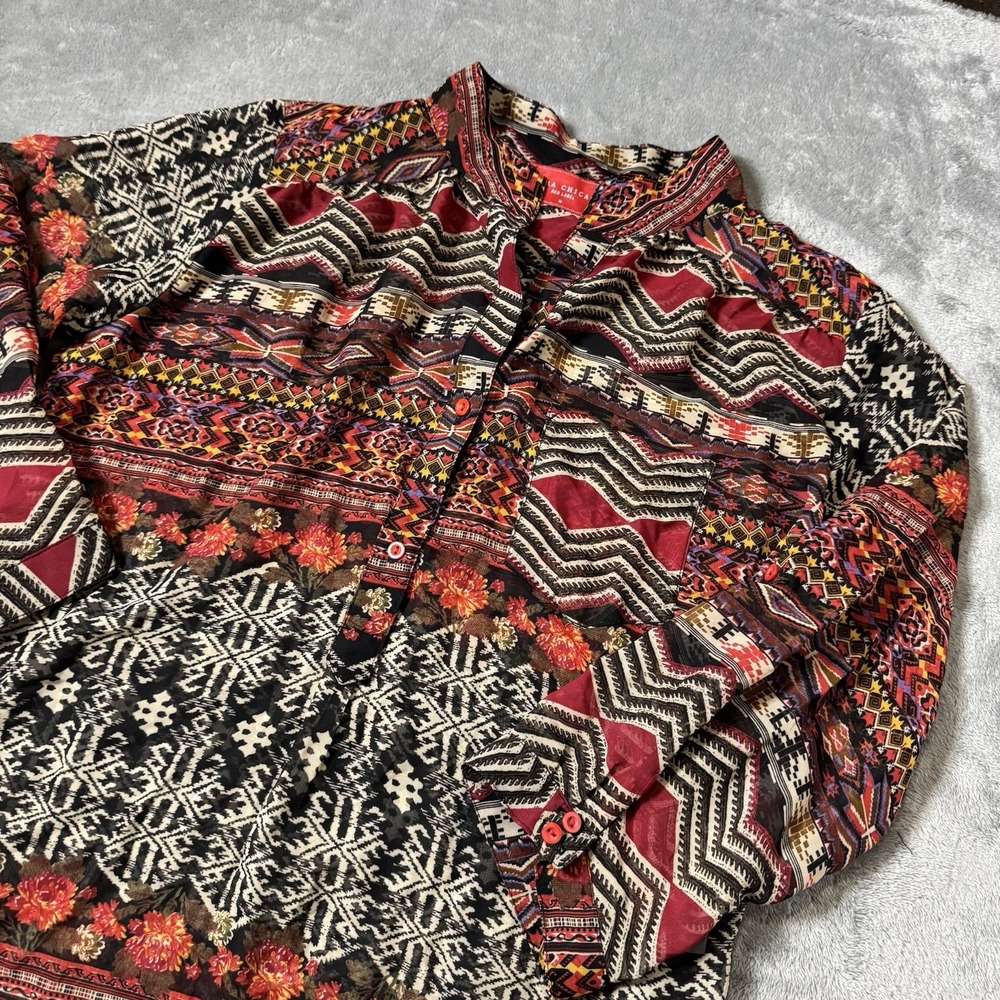 Akira Chicago Black Label Artsy Peasant Tunic‎ Bohemian Top Size M 3/4 Sleeve